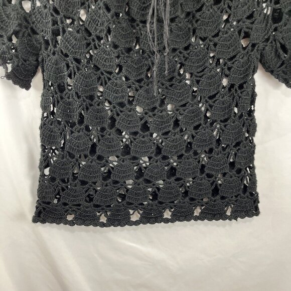 Unbranded Black Crochet Boho Witchy Grandmacore Top - Picture 4 of 11